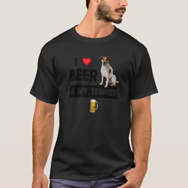 I Love Beer And My Jack Russell Terrier Mum Dad Do T-Shirt (Front)