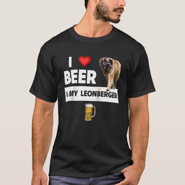 I Love Beer and My Leonberger German Dog Mum Dad D T-Shirt (Front)