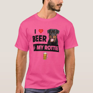 I Love Beer And My Rottie Mum Dad Rottweiler Dog D T-Shirt
