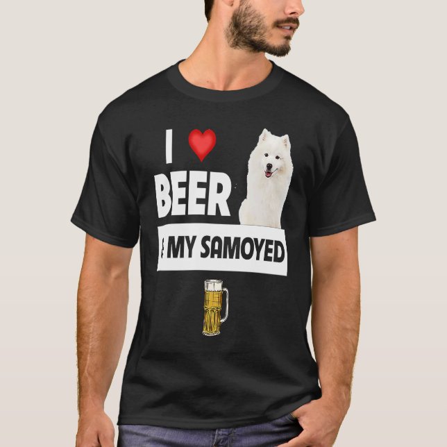 I Love Beer and My Samoyed Herding Paws Mom Dad Dr T-Shirt (Front)