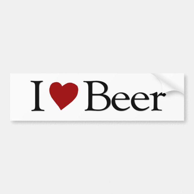 I Love Beer Bumper Sticker (Front)