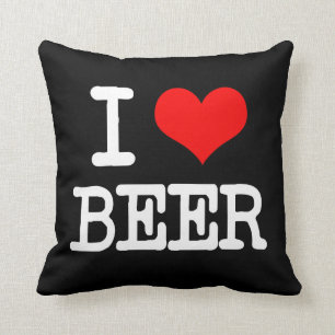 I Love Beer funny pillow saying