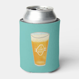 I LOVE BEER illustration CUSTOMIZE IT Can Cooler