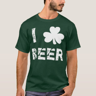 I Love Beer Shamrock Funny St T-Shirt