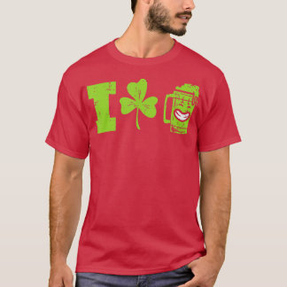 I Love Beer Shamrock St Patricks Day Drinking Men T-Shirt