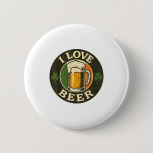 I Love Beer St Patrick Day Drinking Irieam Ireland 6 Cm Round Badge
