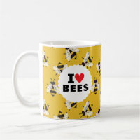 I Love Bees Patterned Yellow