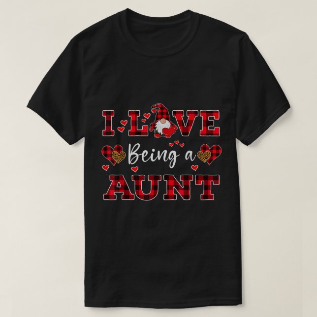 I Love Being A Aunt Gnome Valentine's Day Aunt  T-Shirt (Design Front)
