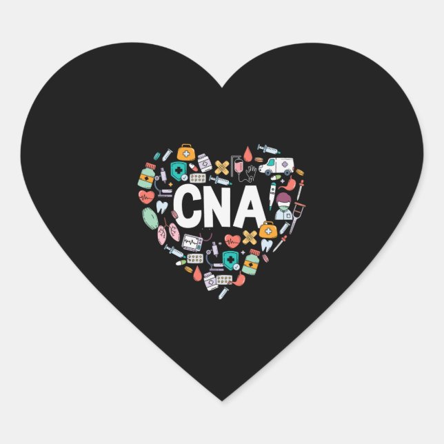 I Love Being A CNA Heart Sticker (Front)