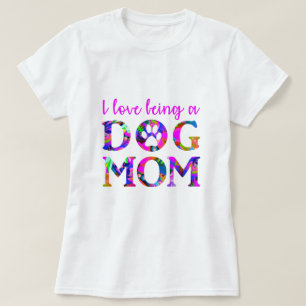 I love being a "Dog Mum" Floral Text White T-Shirt