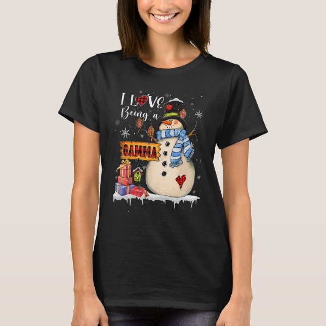 I Love Being A Gamma Snowman Xmas Santa Family Chr T-Shirt (Front)
