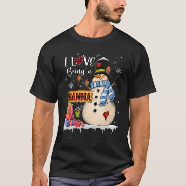 I Love Being A Gamma Snowman Xmas Santa Family Chr T-Shirt (Front)