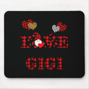 I Love Being A Gigi Gnomes Red Plaid Heart Valenti Mouse Mat