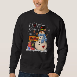 I Love Being A Glamma Snowman Xmas Santa Family Ch Sweatshirt