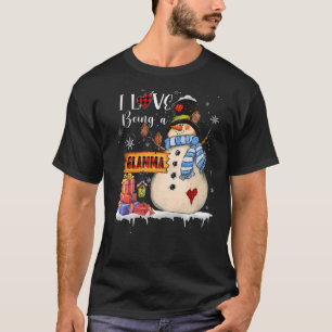 I Love Being A Glamma Snowman Xmas Santa Family Ch T-Shirt