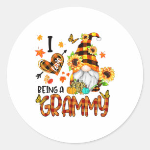 I Love Being A Grammy Fall Gnome Autumn Thanksgivi Classic Round Sticker