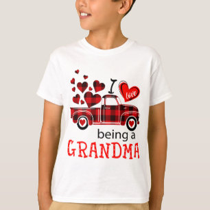 I Love Being a Grandma Red Plaid Truck T-Shirt