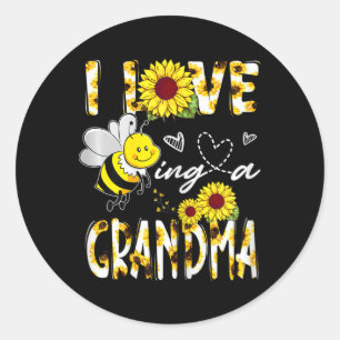 I Love Being A Grandma Sunflower Bee Lover Mother' Classic Round Sticker