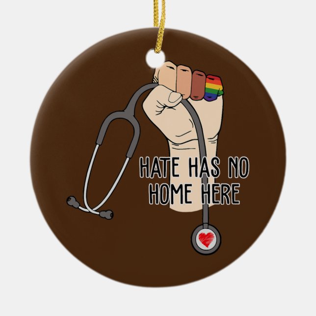 I love being a Healthcare Worker  Ceramic Tree Decoration (Front)