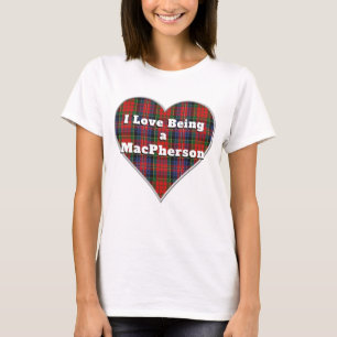 I Love Being a MacPherson Clan Red Tartan Heart T-Shirt