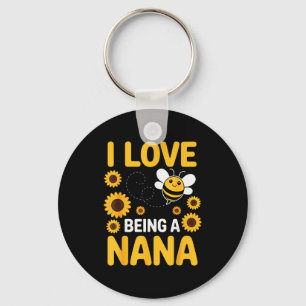 I Love Being A Nana Sunflower Bee Lover Funny Gran Key Ring