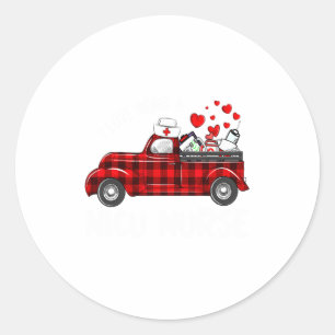 I Love Being A Nicu Nurse Valentine Buffalo Plaid  Classic Round Sticker