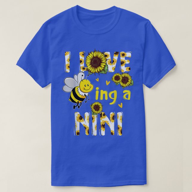 I Love Being A Nini Sunflower Bee, Mother's Day  T-Shirt (Design Front)