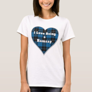I Love Being a Ramsay Clan Blue Tartan Heart T-Shirt
