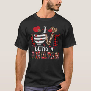 I Love Being A School Counsellor Red Plaid Hearts T-Shirt