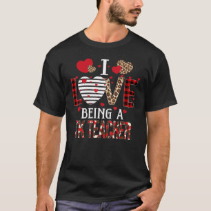 I Love Being A Tk Teacher Red Plaid Hearts Valenti T-Shirt