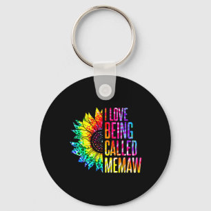 I Love Being Called Memaw Sunflower Tie Dye Mother Key Ring