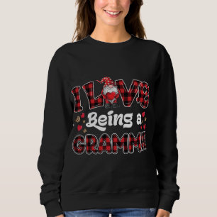 I Love Being Grammie Red Plaid hearts gnome Valent Sweatshirt