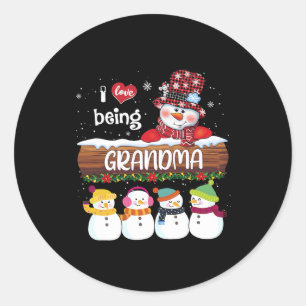 I Love Being Grandma Snowman Christmas Xmas Family Classic Round Sticker