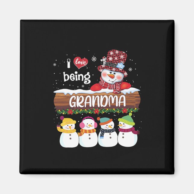 I Love Being Grandma Snowman Christmas Xmas Family Magnet (Front)