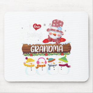 I Love Being Grandma Snowman Christmas Xmas Family Mouse Mat
