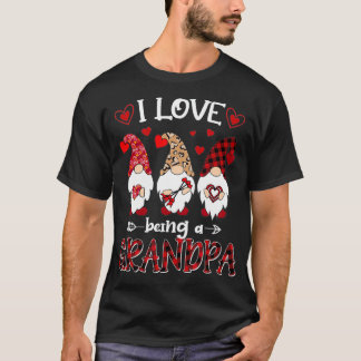 I Love Being Grandpa Happy Valentines Day Gnome  T-Shirt