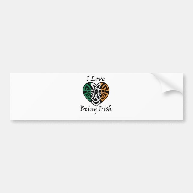I Love Being Irish Celtic Heart Bumper Sticker (Front)