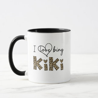 I Love Being Kiki leopard plaid Mug