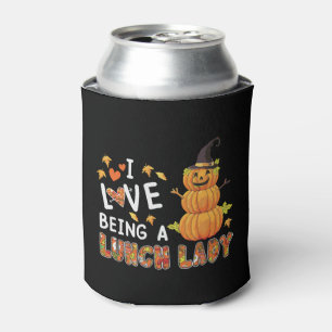 I Love Being Lunch Lady Halloween Pumpkin Costume Can Cooler