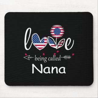 I Love Being Nana Usa Flag 4th Of July Independenc Mouse Mat