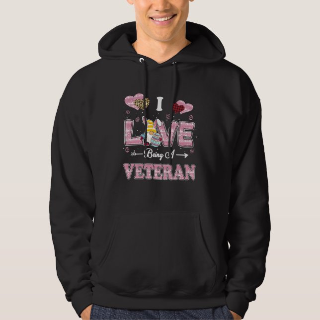 I Love Being Veteran Easter Gnome Job Title Hoodie (Front)
