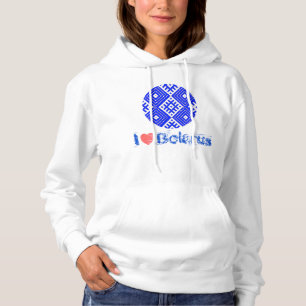 I Love Belarus Folk Pattern Вышиванка Беларусь Hoodie