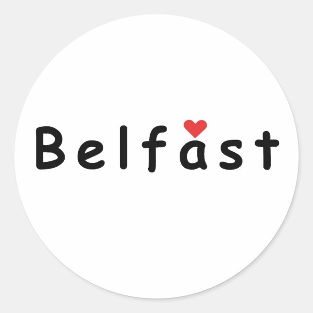 I love Belfast Classic Round Sticker (Front)