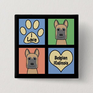 I love Belgian Malinois 15 Cm Square Badge