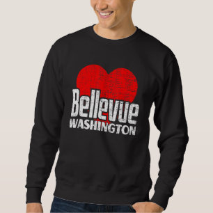 I Love Bellevue Washington Retro Big Heart Bellevu Sweatshirt