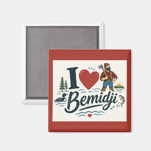 I Love Bemidji Minnesota Cute Paul Bunyan  Magnet