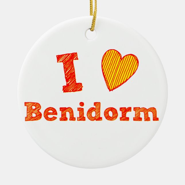 I Love Benidorm Ceramic Tree Decoration (Front)