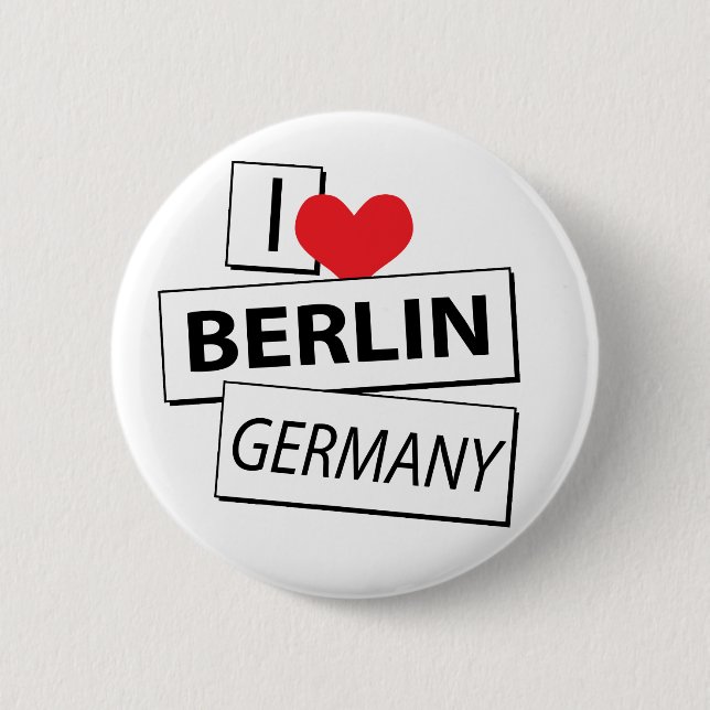 I Love Berlin Germany 6 Cm Round Badge (Front)