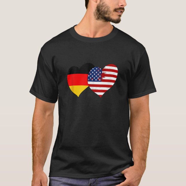 I Love Berlin I Love USA Cool Germany USA Flag Hea T-Shirt (Front)