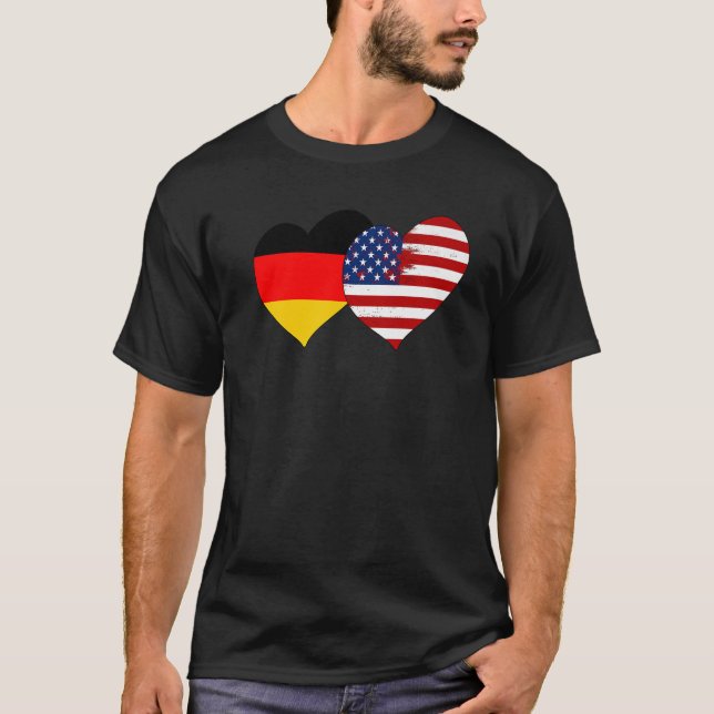 I Love Berlin I Love USA Cool Germany USA Flag Hea T-Shirt (Front)